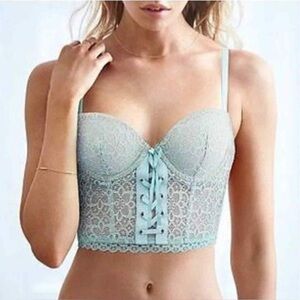 Victoria's Secret Lace Bustier in Light Blue Sz 32DD